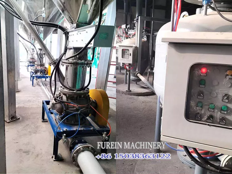 The pneumatic conveying is applied in the dry mortar production line.