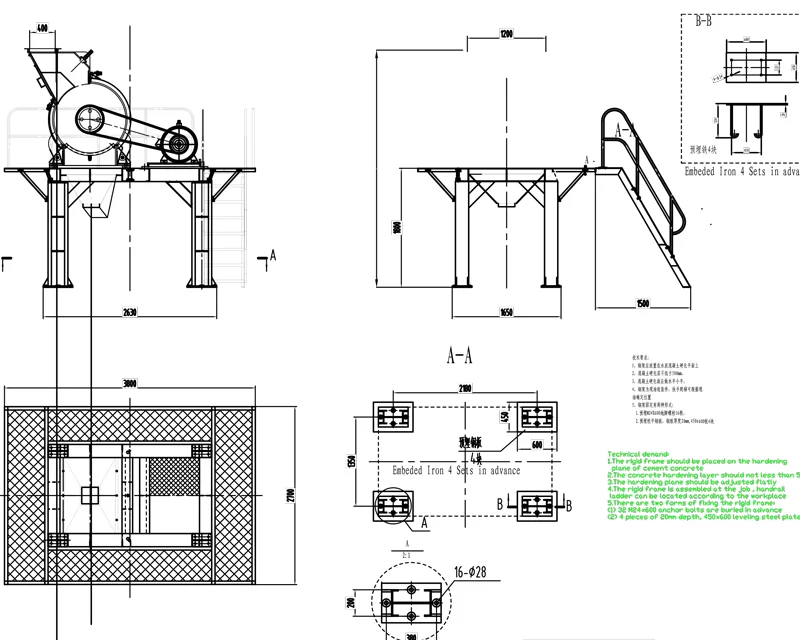 Foundation Installation Diagram of limestone grinding mill production line Foundation Installation Diagram of limestone grinding mill production line