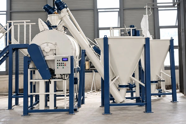 Спосаб падачы машыны для вырабу пліткавага клею Feeding Method of tile adhesive making machine